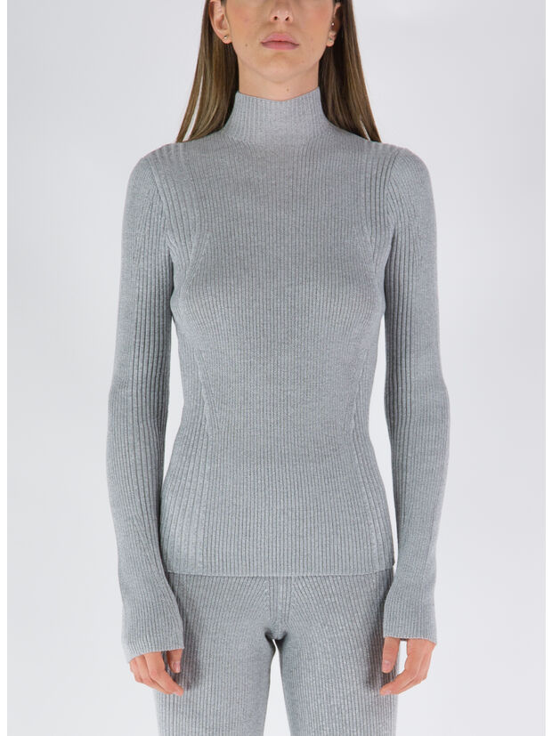 MAGLIONE PULLOVER LIGHT REFLECTIVE RIB SKIVVY, SILVER, large