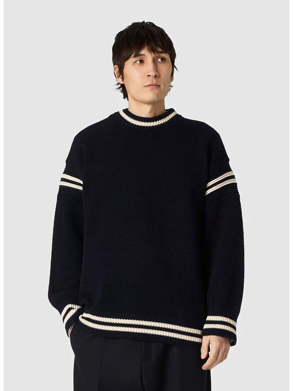MAGLIONE KNIT CREWNECK REYNARD, 50486 DARK BLUE, medium