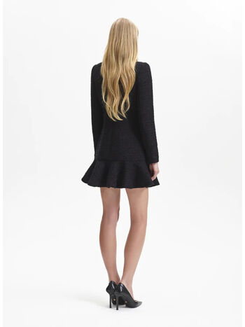 ABITO BLACK BOUCLE V-NECK MINI DRESS, BLACK, small