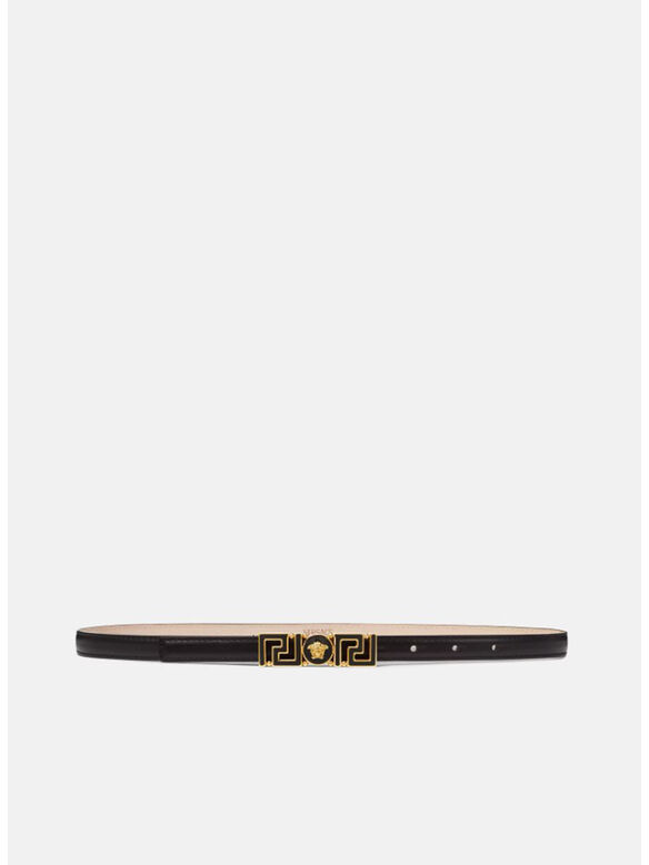 CINTURA SOTTILE IN PELLE GRECA GODDESS, 1B00V NERO/ORO VERSACE, medium