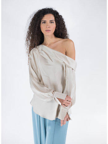 TOP ALICE SATIN ONE SHOULDER, CHAMPAGNE, small