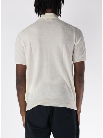 POLO A MANICHE CORTE CON LOGO UNISEX, OFF WHITE, small