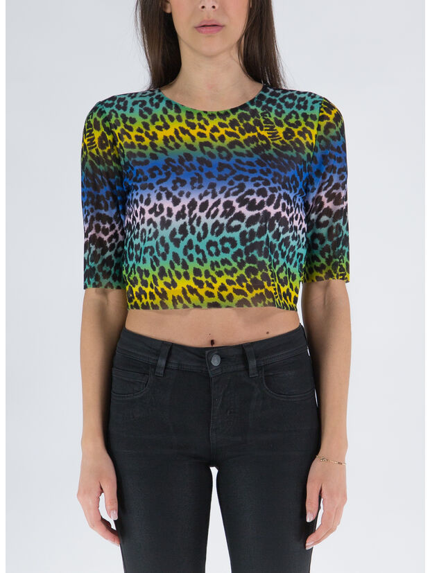 T-SHIRT CROPPED PRINTED MESH, 999 MULTICOLOR, large