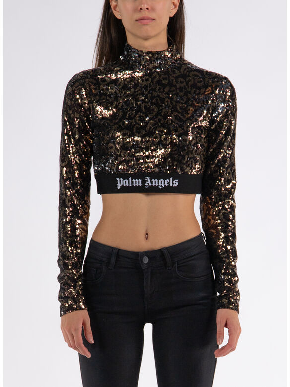 MAGLIA ML LOGO TAPE SEQUINS L/S, 6010 BROWN BLACK, medium