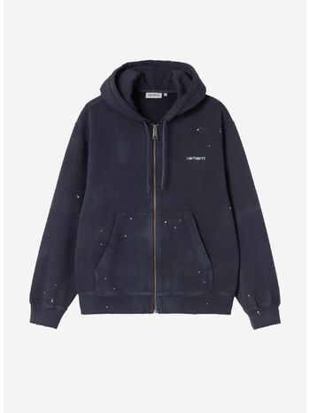 FELPA HOODED PAINTER, 1CEJ Dark Navy, destroy wash, splatter, small