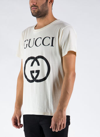 T-SHIRT OVERSIZE CON STAMPA GG, 7561SUNKISSEDBLACK, small