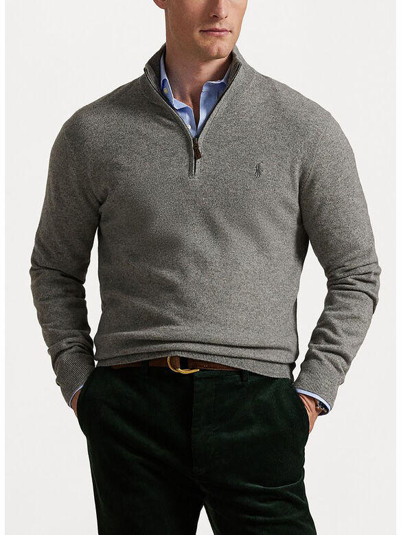 MAGLIONE IN LANA CON CERNIERA, FAWN GREY HEATHER, medium