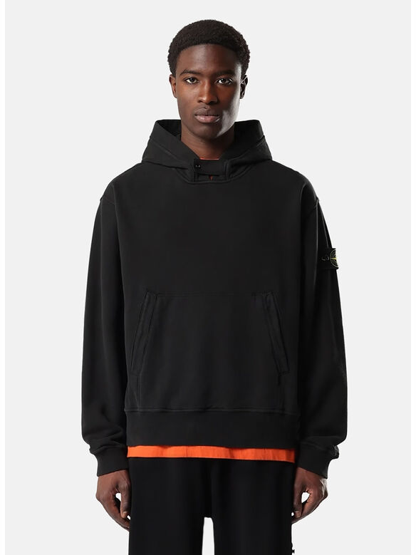 FELPA HOODIE BRUSHED ORGANIC COTTON, V0029 BLACK, medium