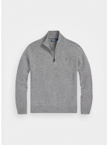 MAGLIONE IN LANA CON CERNIERA, FAWN GREY HEATHER, small