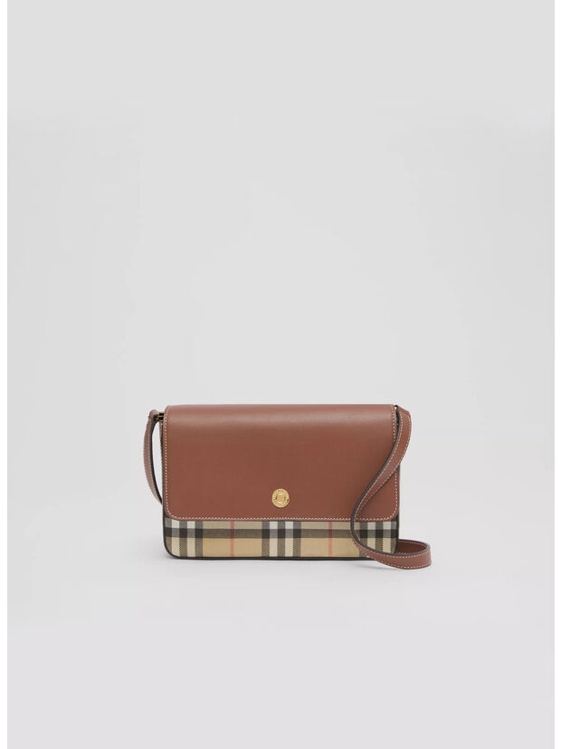 BORSA PENNY IN PELLE E VINTAGE CHECK, A.BEIGE/TAN, large