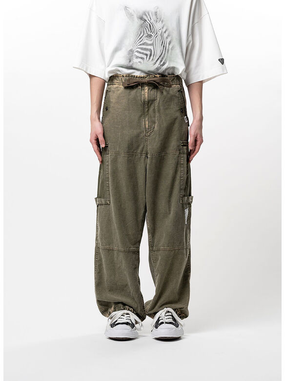 PANTALONE COTTON SATIN CARGO, DK.GREEN, medium