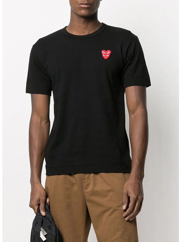 T-SHIRT DOUBLE HEART, BLACK, large