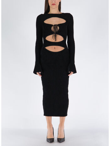 ABITO RIBBED VELVET MIDI DRESS, 004 BLACK, small