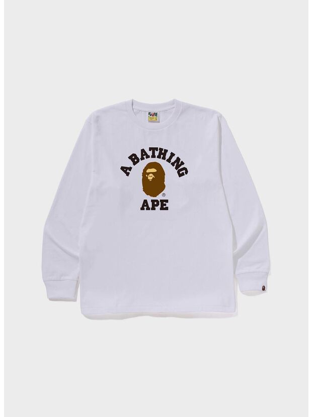 T-SHIRT COLLEGE LS TEE, WHITE, large