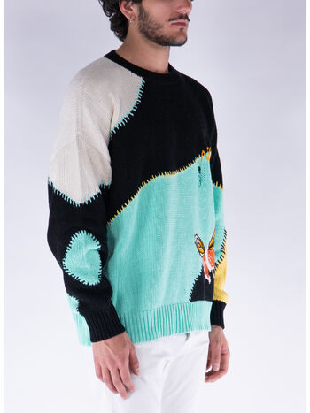 MAGLIONE A GIROCOLLO BUTTERFLY INTARSIA, MARINE BLUE/MULTI, small