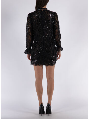 ABITO CORTO CON RICAMO PAISLEY, BLACK, small
