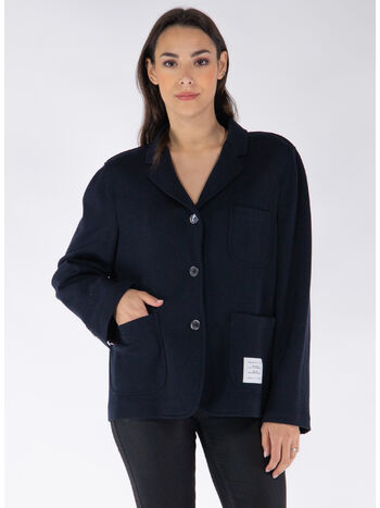 GIACCA CROPPED SACK IN WOOL MILANO, 415 NAVY, small