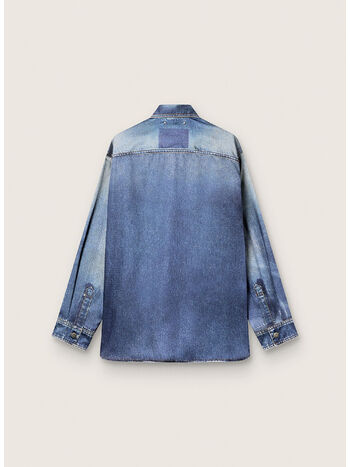 CAMICIA OVERSIZE EFFETTO DENIM LIVED-IN, 50100 BLUE, small