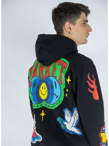 FELPA SMILEY START WITHIN STARS HOODIE, BLACK, small