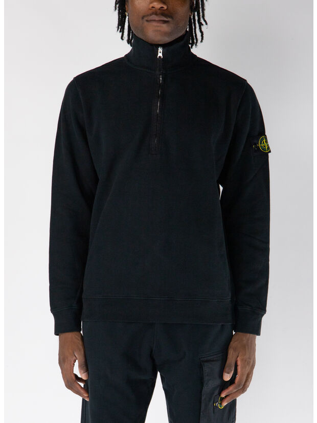 FELPA CON ZIP CORTA BRUSHED ORGANIC COTTON FLEECE, V0029 BLACK, large