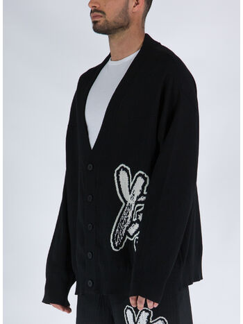 CARDIGAN LOGO KNIT, BLACK, small