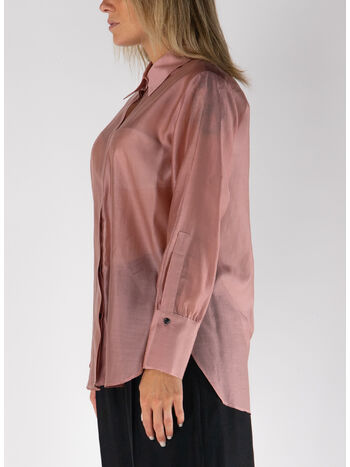 CAMICIA SEMITRASPARENTE CON COLLO BUTTON DOWN, ROSA, small