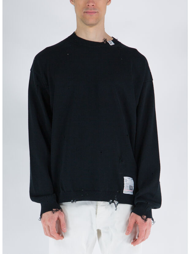 PULLOVER DISTRESSED, BLACK, large