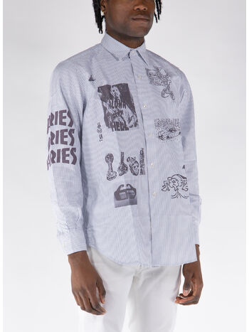 CAMICIA OXFORD GRAPHIC OVER PRINTED, BLUE BLUE, small