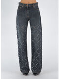 JEANS A GAMBA LARGA CON TAGLI, 1D430 GRIGIO SCURO, thumb