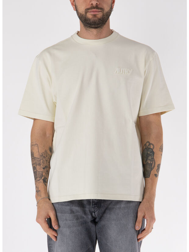 T-SHIRT GIROCOLLO CON LOGO UNISEX, 12OS WHTVTG WHTVTG, large