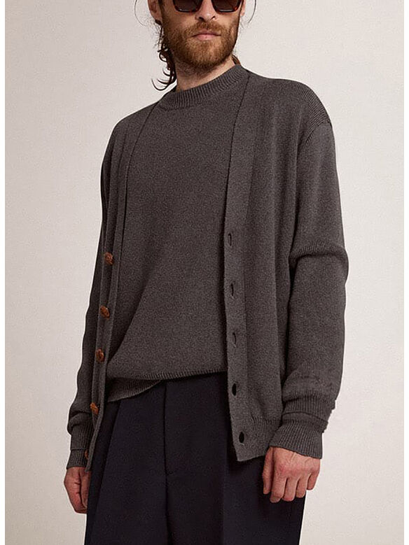 CARDIGAN CON BOTTONI, 60304 DARKGREYMELANGE, medium