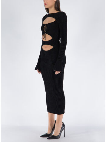 ABITO RIBBED VELVET MIDI DRESS, 004 BLACK, small