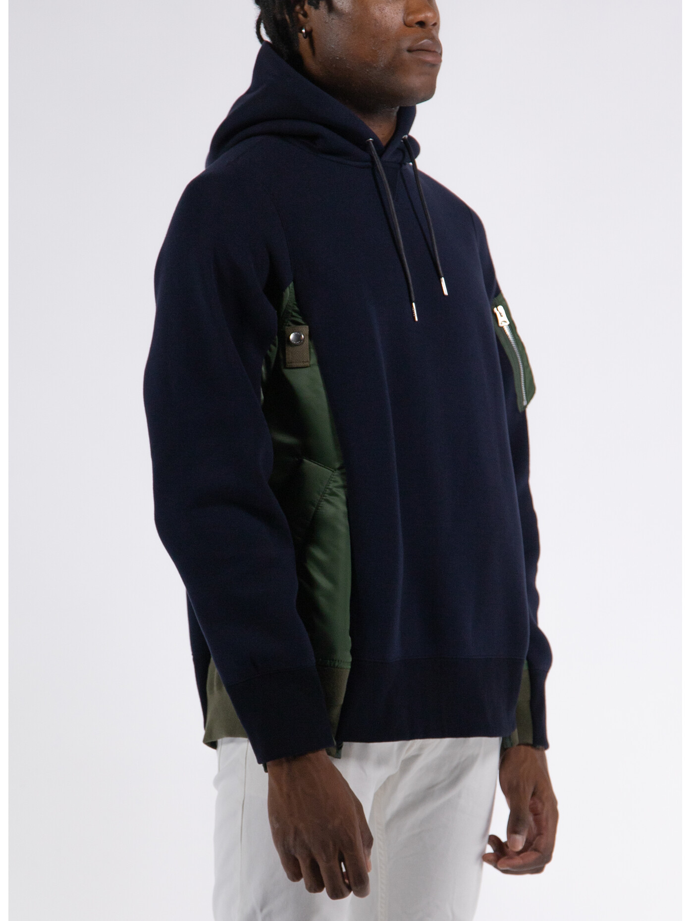 Sacai Sponge Sweat x Nylon Twill Hoodie | Nordstrom