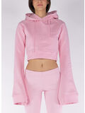 FELPA HOODIE CROPPED WITH FLARED SLEEVE, PINK, thumb
