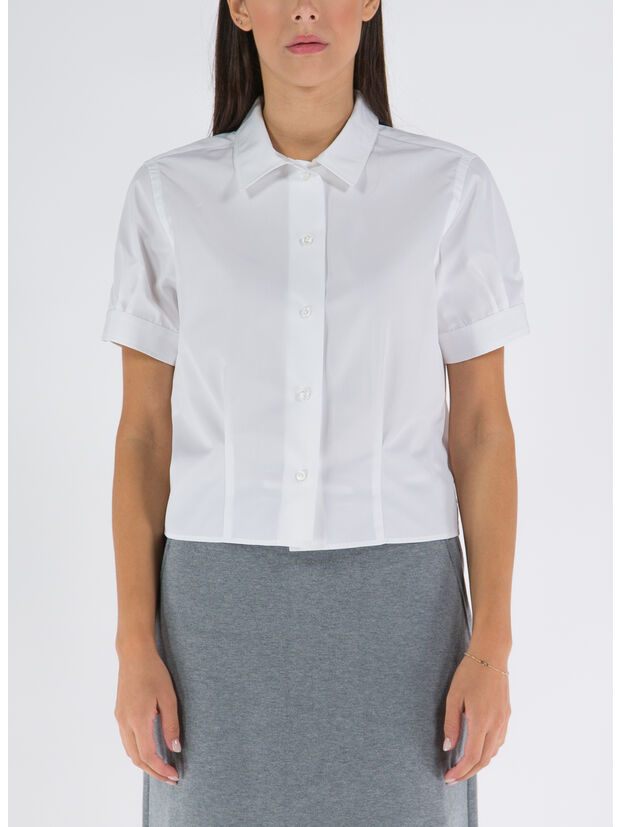 CAMICIA OXFORD A MANICHE CORTE, 100 BIANCO, large