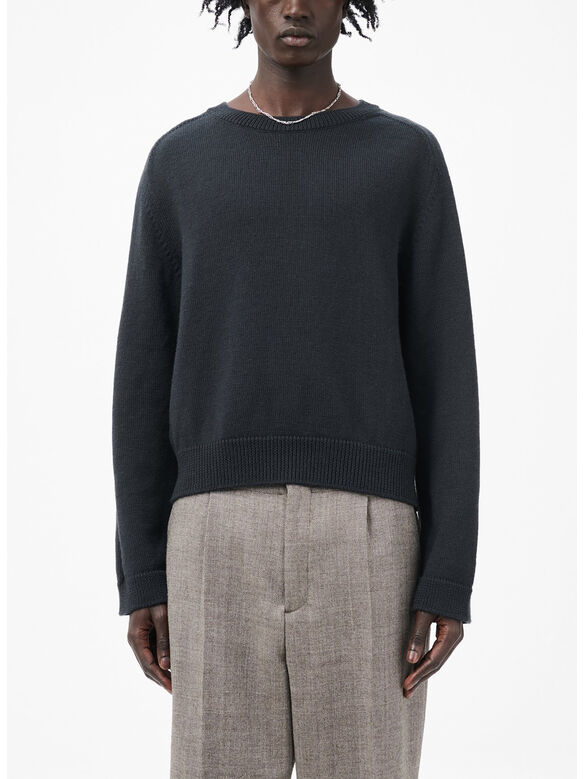 MAGLIONE GIROCOLLO TRUE ROUNDNECK, OFF BLACK RUSTIC MERINO, medium