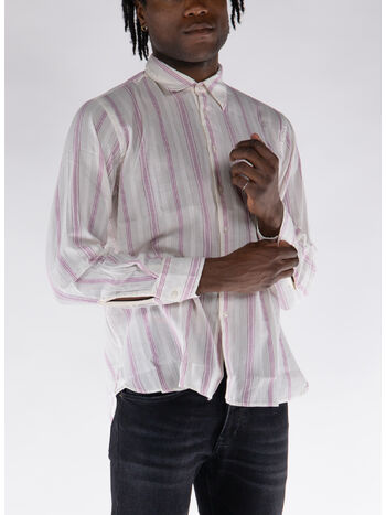 CAMICIA SQUARE POCKET, ECRU/LILAC, small