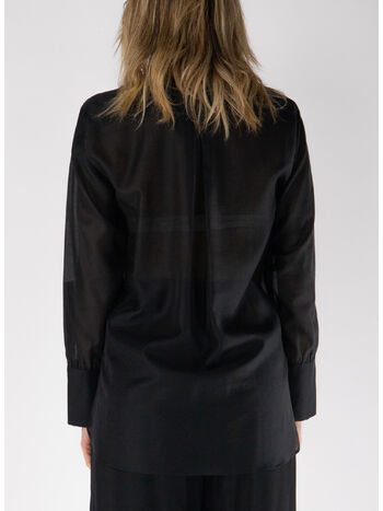 CAMICIA SEMITRASPARENTE CON COLLO BUTTON DOWN, NERO, small