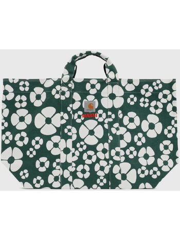 BORSA SHOPPER MARNI X CARHARTT WIP UNISEX, ZO265 FOREST GREEN/STONE WHITE, small