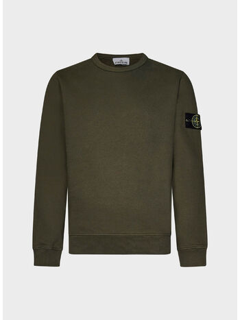 FELPA GIROCOLLO CON PATCH LOGO, V0054 VERDE MILITARE, small