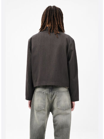 GIACCA MINI CON ZIP, HAVANA BROWN CHAIN WOOL, small