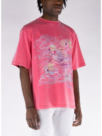 T-SHIRT A MANICHE CORTE CON STAMPA, PINK, small