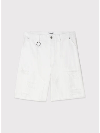 SHORTS IN DENIM FRICHE, WHITE, small