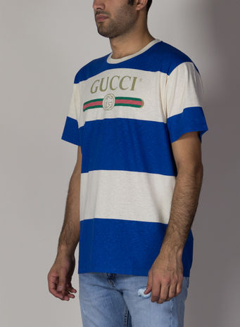 T-SHIRT A RIGHE CON LOGO GUCCI, 9230, small