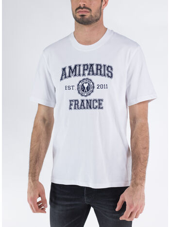 T-SHIRT AMI PARIS FRANCE, 100 WHITE, small