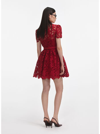 ABITO MINI BURGUNDY LACE COLLARED, BURGUNDY, small