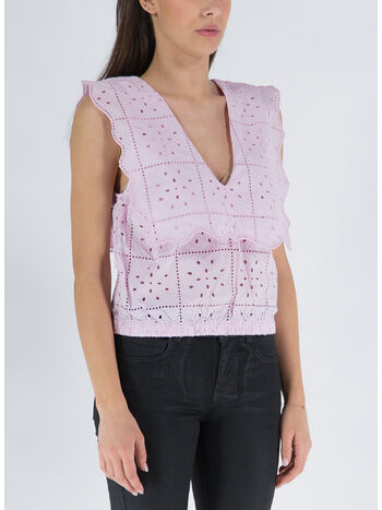 TOP BRODERIE ANGLAISE RHYTHM COLLAR, 545 PINK TULLE, small