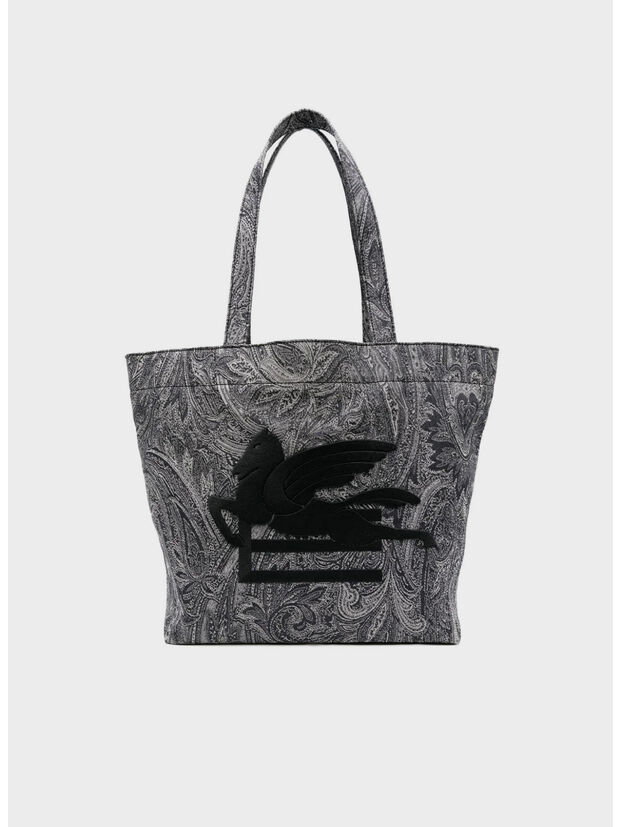BORSA SHOPPING SOFT TROTTER L DENIM PAISLEY UNISEX, B0065, large