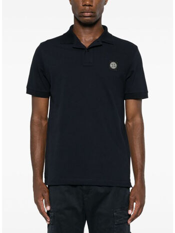 POLO IN PIQUET CON PATCH LOGO, V0020 BLUE, small