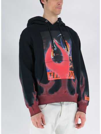 FELPA HERON TIMES FLAMES HOODIE, 1025 BLACK RED, small